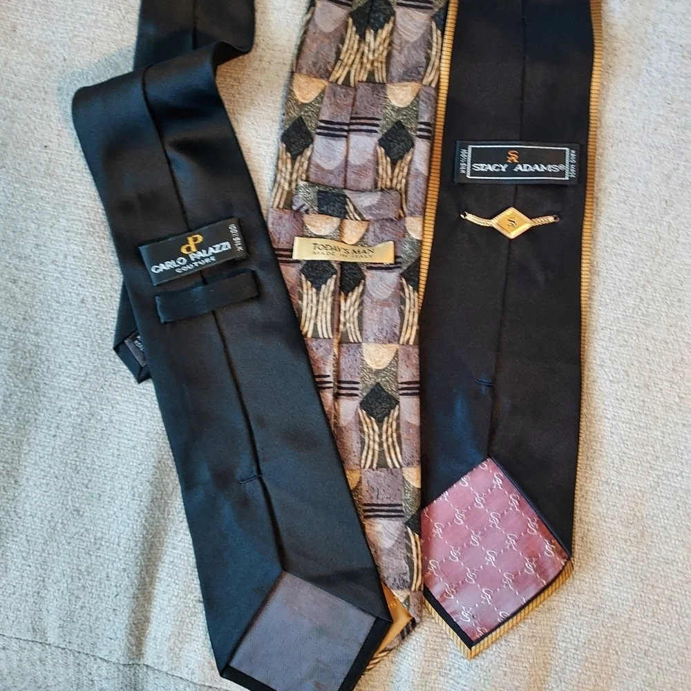 100% silk 3 ties Carlo Palazzi,Today's Man, Stacy Adams